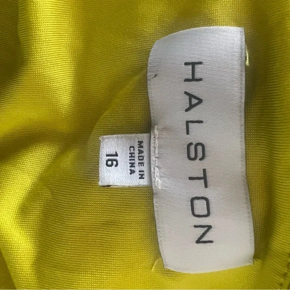 HALSTON Averie Ruched cut out jersey cocktail midi dress in sulfer size 16 - Picture 10 of 10